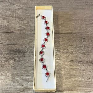 Sterling Silver Ruby Bracelet 7 in.